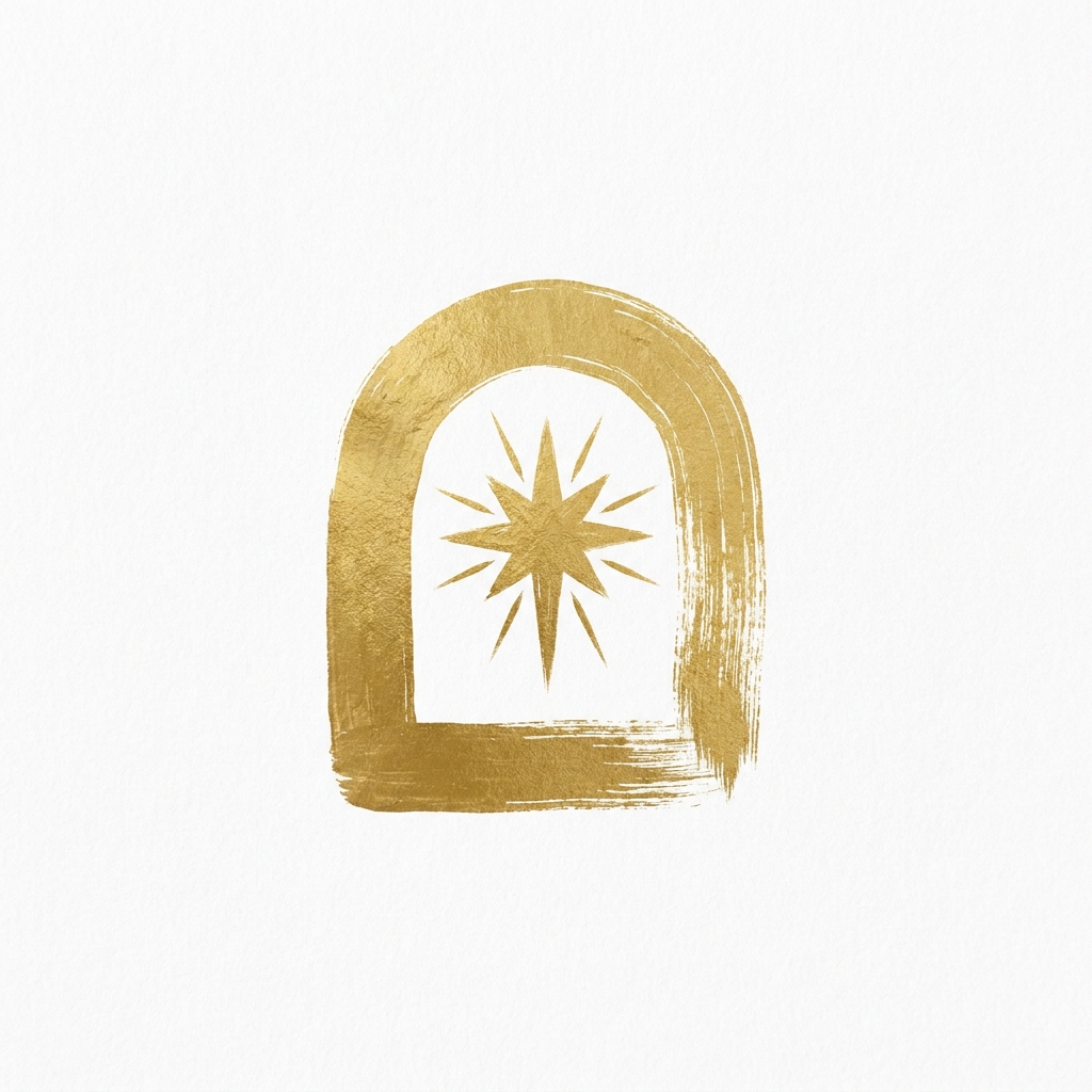 Cosmic Money Machine GPT emblem — gold archway with radiant star