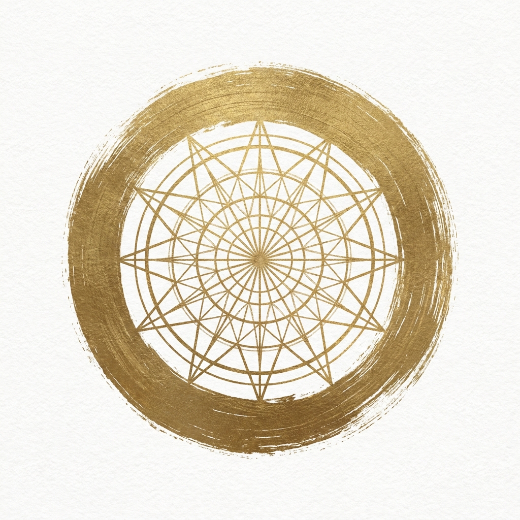 KismaFLOW emblem — gold mandala with sacred geometry compass